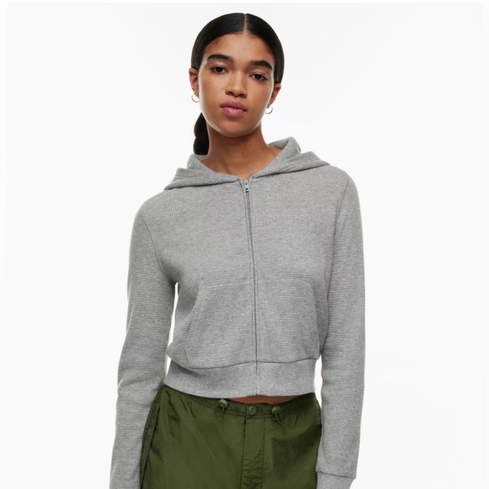 Aritzia TNA Waffle hoodie cropped